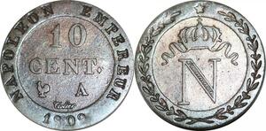 O9774 France 10 Centimes Napoléon I 1809 A Paris Superbe ->Make offer
