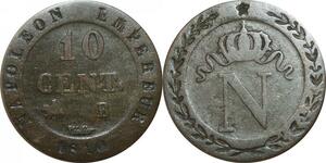 O9814 France 10 Centimes Napoléon I 1810 B Rouen ->Make offer