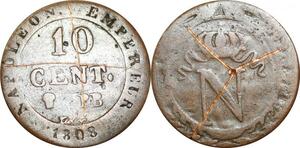 O9815 France Faux d'époque 10 Centimes Napoléon I 1808 BB Strasbourg ->Make offer