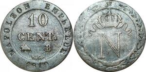 O9816 Rare France 10 Centimes Napoléon I 1810 B Rouen -&gt;Make offer