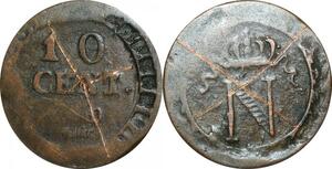 O9821 Rare France Faux Grossier 10 Centimes Napoléon I Q Perpignan ->Make offer