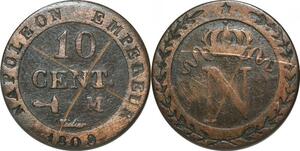 O9833 France Faux d'époque 10 Centimes Napoléon I 1809 M Toulouse ->Make offer