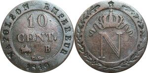 O9834 France 10 Centimes Napoléon I 1810 B Rouen ->Make offer