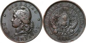 O9861 Argentina 2 Centavos Capped Liberty Head 1889 -> Make offer