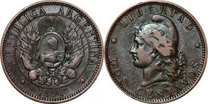 O9863 Argentina 2 Centavos Capped Liberty Head 1891 -> Make offer