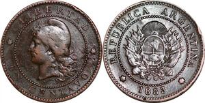 O9881 Argentina Un Centavo Capped Liberty Head 1883 -> Make offer