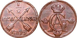 O9926 Sweden 1/2 Skilling Gustav IV Adolf Avesta mint 1809 -> Make offer