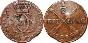 O9929 Sweden 1/2 Skilling Carl XIII 1815 -> Make offer