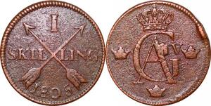 O9933 Scarce Sweden 1 Skilling Gustav IV Adolf Stockholm mint 1805 XF+ !!