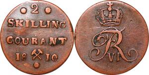O9934 Norway under Denmark 2 Skilling Courant Frederik VI 1810 ->Make offer
