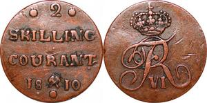 O9937 Norway under Denmark 2 Skilling Courant Frederik VI 1810 -> Make offer