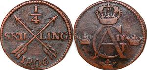 O9942 Sweden 1/4 Skilling Gustav IV Adolf Avesta mint 1806 -> Make offer