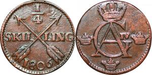 O9943 Sweden 1/4 Skilling Gustav IV Adolf Avesta mint 1806 -> Make offer