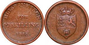 O9947 Denmark 12 Skilling Frederik VI Rigsbank Token 1813 -> Make offer