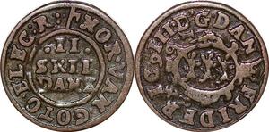 O9953 Very Scarce Denmark 2 Skilling Danske Frederik III Rex 1648 Silver