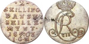 O9955 Norway 2 Skilling Christian VII 1803 IGM AU+++ -> Make offer