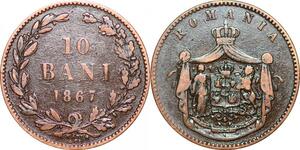 O9983 Romania 10 Bani Carol I 1867 Watt & Co -> Make offer