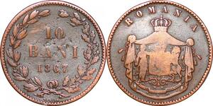 O9984 Romania 10 Bani Carol I 1867 Heaton -> Make offer
