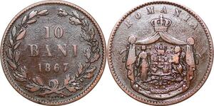 O9985 Romania 10 Bani Carol I 1867 Watt & Co -> Make offer