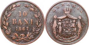 O9986 Romania 10 Bani Carol I 1867 Watt & Co -> Make offer