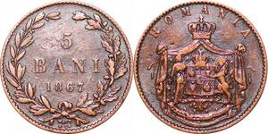 O9988 Romania 5 Bani Carol I 1867 Watt & Co -> Make offer