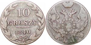 O9993 Poland 10 Groszy Nikolai Nicholas I 1840 Silver -> Make offer