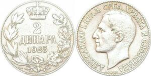 O9994 Yugoslavia 2 Dinara Aleksandar I 1925 Poissy -> Make offer