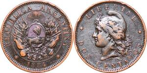 O9999 Argentina 2 Centavos Capped Liberty Head 1884 AU -> Make offer