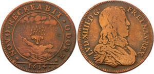 O4003 Rare R2 Jeton Louis XIV Cours Monnaies Paris 1654 Pluie Nuage