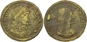 O4033 Rare Jeton Louis XIV Marie Therese Autriche Austria Nuremberg Rouyer