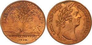 O4075 Jeton Louis XV Parties et Revenues casuels 1730 La foudre effRoi SPL