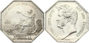 O4107 Rare Jeton Louis-Philippe Chambre commerce Amiens Oise Argent SUP