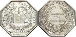 O4109 Rare R2 Jeton Chambe notaires Dreux dept 28 1834 Poinçon Argent SUP