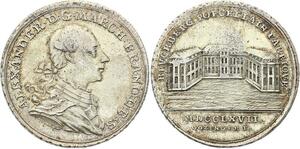 O4131 Scarce Medal Germany Brandeburg Karl Alexander 1767 Gözinger Silber