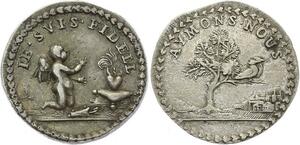 O4144 Rare Jeton XVIIeme Aymons nous Fidèle Coeur Heart J Fiorange Silver