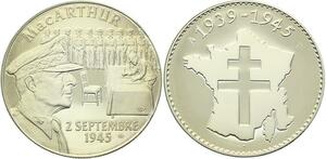 O4163 Medaille General MacArthur 2 Septembre 1945 Proof PF BE ->M offre