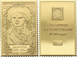 O4207 Timbre Monnaie 12 Francs Danton 1759-1794 Vermeil Proof BE ->M offre