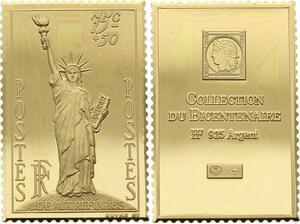 O4224 Timbre Monnaie 75 Centimes Statue Liberté Aide Réfugiés Vermeil Proof BE