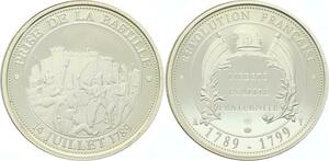 O4229 Medaille Révolution Prise Bastille 14 juillet 1789 Argent Proof BE