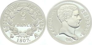 O4262 Medaille 2 Francs 1807 Napoléon Empereur Argent 999% BE Proof ->M offre