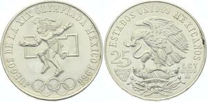 O4283 Mexico 25 Pesos Olympics 1968 FDC Silver ->Make offer