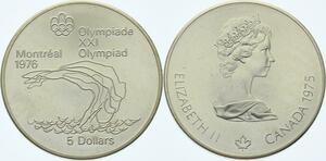 O4287 Canada 5 Dollars 1975 Montréal Olympics 1976 Silver BE Proof ->Make offer