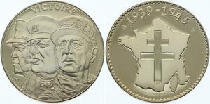 O4293 Medaille France Victoire Gaulle Churchill Truman 1939 1945 BE Proof