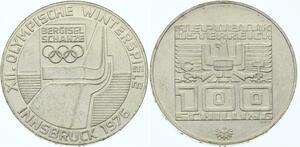 O4324 Austria 100 Schilling 1976 Innsbruck Olympics Silver UNC ->Make offer