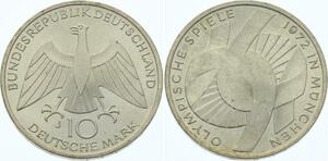 O4325 Germany 10 Mark 1972 J Munchen Olympics Silver UNC ->Make offer