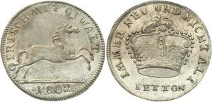 O4427 German States Immer Neu und Nich All Frisch Mit Gewalt 1802 Silvered UNC