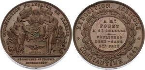 O4534 Rare Medaille Algeria Napoleon III Colonisation Pingret Constantine 1852