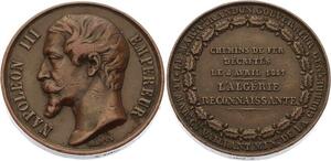 O4537 Rare Medaille Colonies Algérie Chemins de Fer Napoléon III Bovy 1857
