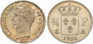 O4582 Rare 1/4 Franc Charles X 1828 A Paris Argent FDC ->M offre