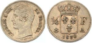 O4583 Rare 1/4 Franc Charles X 1830 A Paris Argent SUP ->M offre